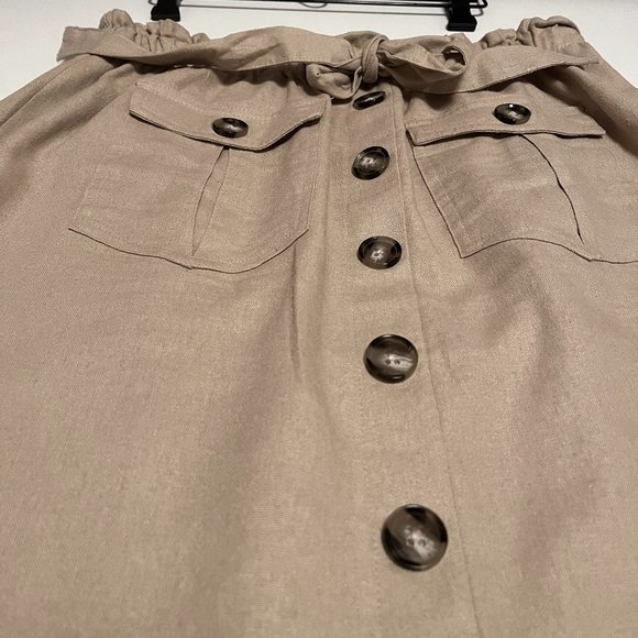 Nanette Lepore Skirt Button down Linen Blend Elastic Waist - Picture 4 of 8